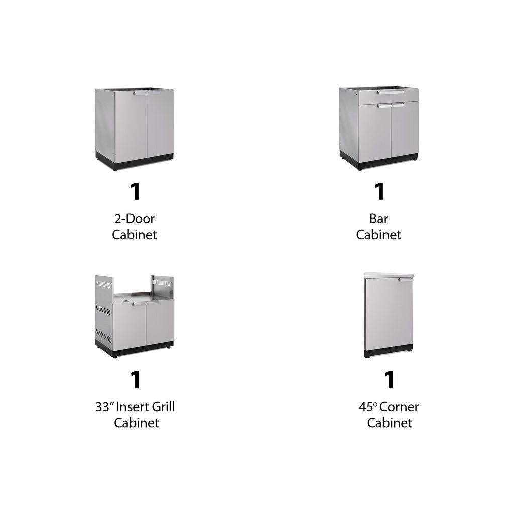 NewAge Outdoor Kitchen 4 PC Cabinet Set in Stainless Steel 65085 - BetterPatio.com