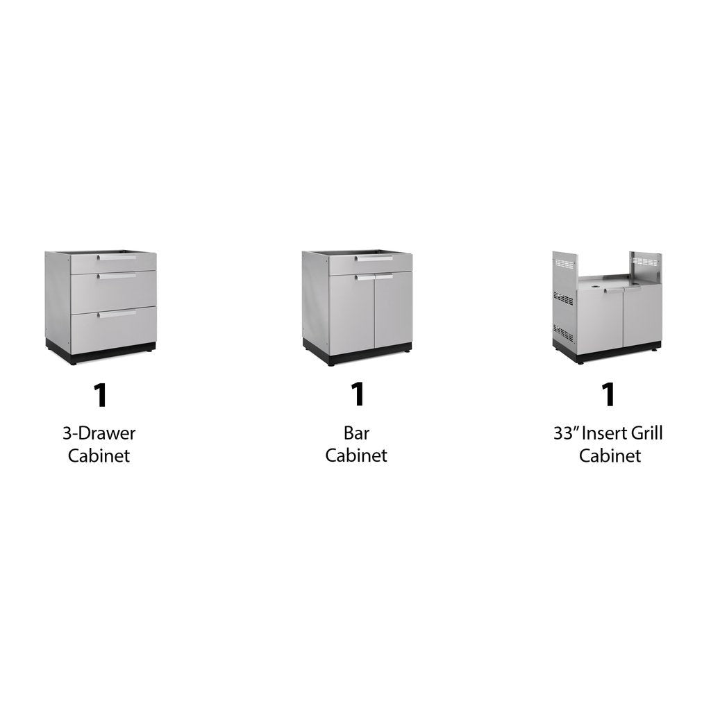 NewAge Outdoor Kitchen 3 PC Cabinet Set in Stainless Steel 65086 - BetterPatio.com