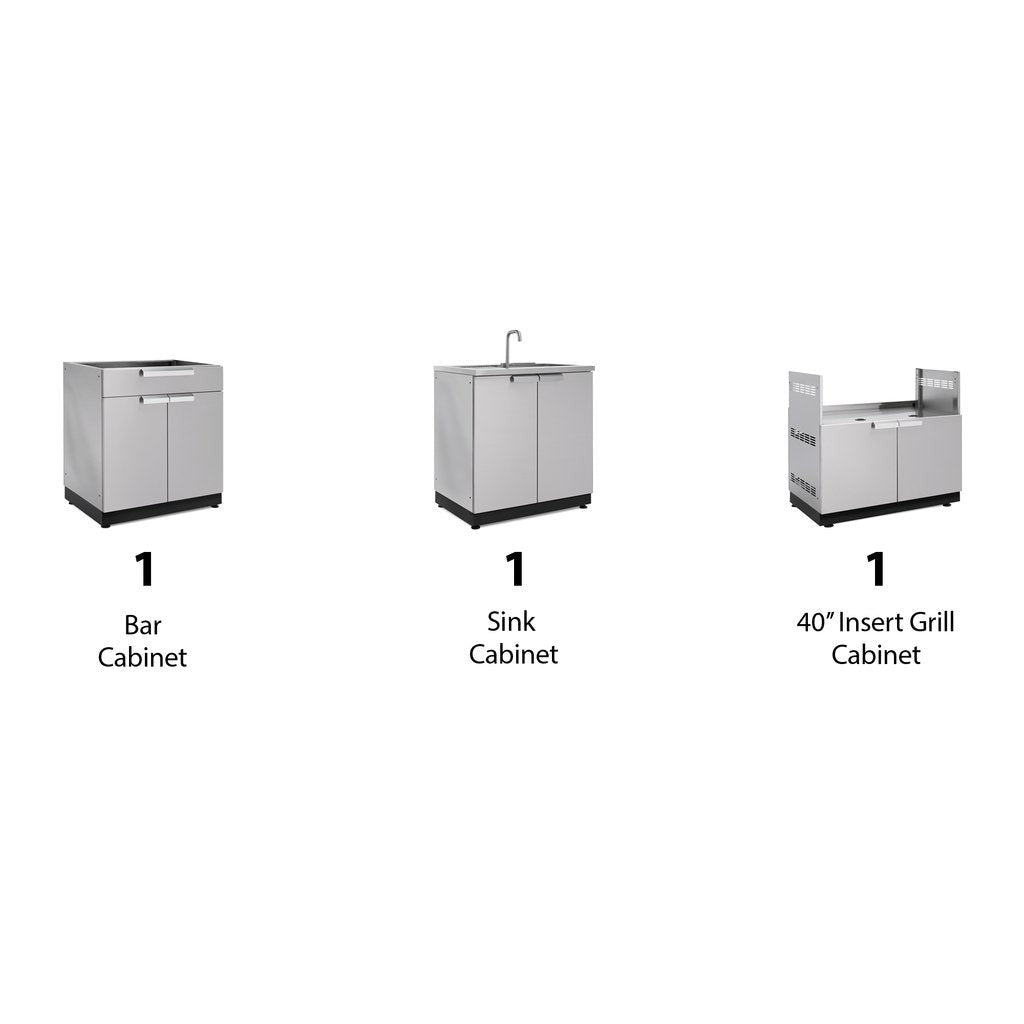NewAge Outdoor Kitchen 3 PC Cabinet Set in Stainless Steel 65094 - BetterPatio.com