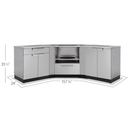 NewAge Outdoor Kitchen 6 PC Cabinet Set in Stainless Steel with Countertops 65176 - BetterPatio.com