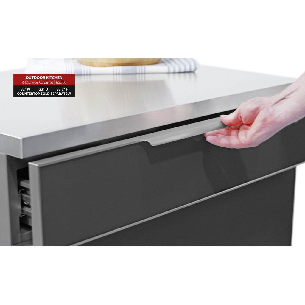 NewAge Outdoor Kitchen 3-Drawer Cabinet in Slate Gray 65202 - BetterPatio.com