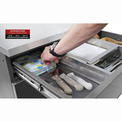 NewAge Outdoor Kitchen 3-Drawer Cabinet in Slate Gray 65202 - BetterPatio.com