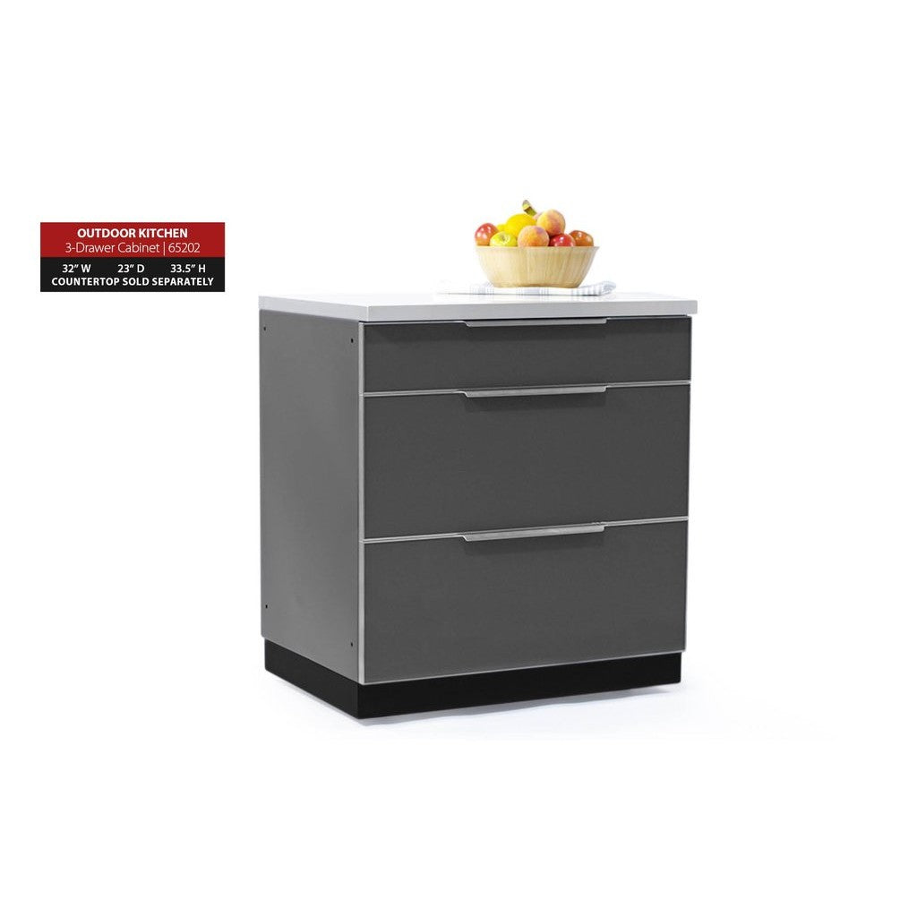 NewAge Outdoor Kitchen 3-Drawer Cabinet in Slate Gray 65202 - BetterPatio.com