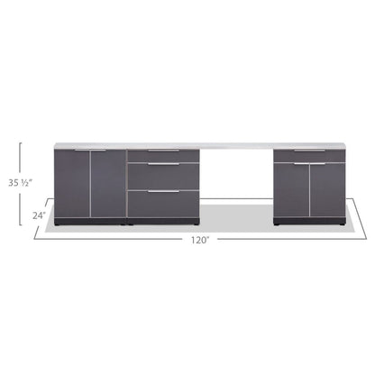 NewAge Outdoor Kitchen 5 PC Cabinet Set in Slate Gray with Countertops 65250 - BetterPatio.com