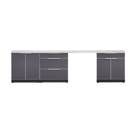 NewAge Outdoor Kitchen 5 PC Cabinet Set in Slate Gray with Countertops 65250