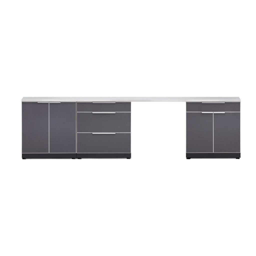 NewAge Outdoor Kitchen 5 PC Cabinet Set in Slate Gray with Countertops 65250 - BetterPatio.com