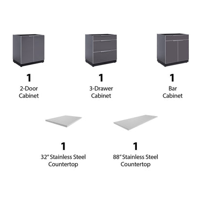 NewAge Outdoor Kitchen 5 PC Cabinet Set in Slate Gray with Countertops 65250 - BetterPatio.com