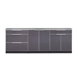NewAge Outdoor Kitchen 4 PC Cabinet Set in Slate Gray with Countertops 65252