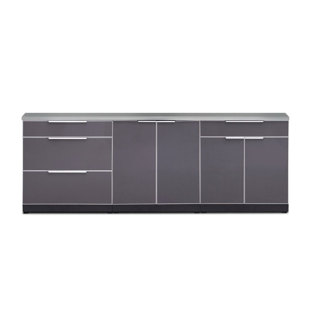 NewAge Outdoor Kitchen 4 PC Cabinet Set in Slate Gray with Countertops 65252 - BetterPatio.com