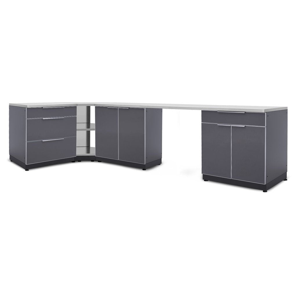 NewAge Outdoor Kitchen 6 PC Cabinet Set in Slate Gray with Countertops 65254 - BetterPatio.com