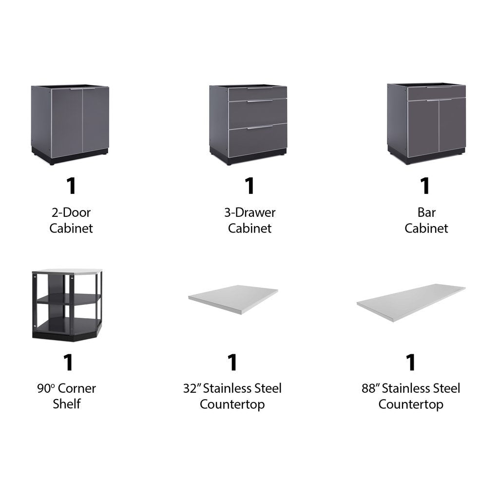 NewAge Outdoor Kitchen 6 PC Cabinet Set in Slate Gray with Countertops 65254 - BetterPatio.com