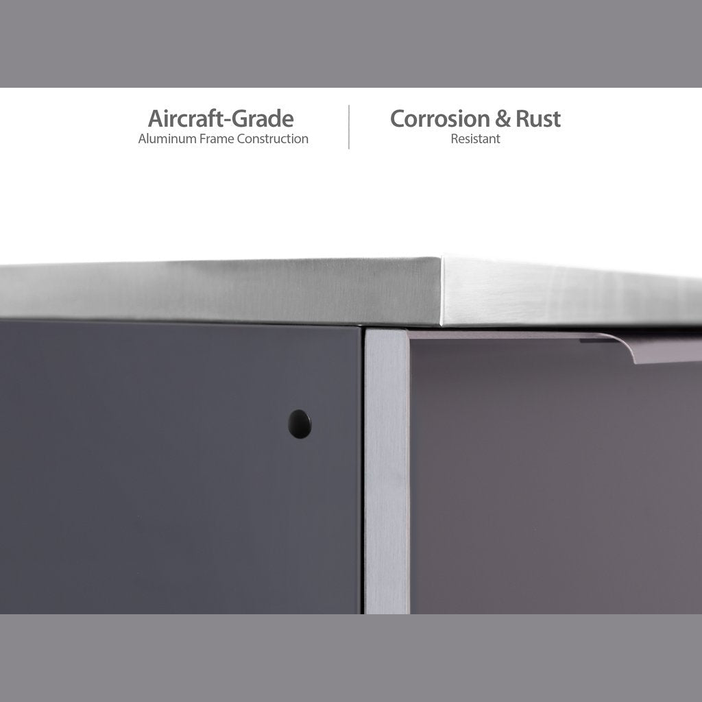 NewAge Outdoor Kitchen 4 PC Cabinet Set in Slate Gray with Countertops 65258 - BetterPatio.com