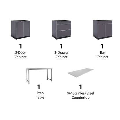 NewAge Outdoor Kitchen 5 PC Cabinet Set in Slate Gray with Countertops 65262 - BetterPatio.com