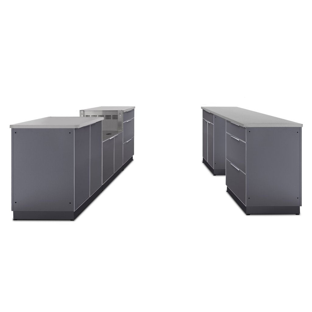 NewAge Outdoor Kitchen 9 PC Cabinet Set in Slate Gray with Countertops 65263 - BetterPatio.com