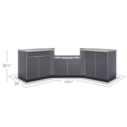 NewAge Outdoor Kitchen 6 PC Cabinet Set in Slate Gray with Countertops 65266 - BetterPatio.com