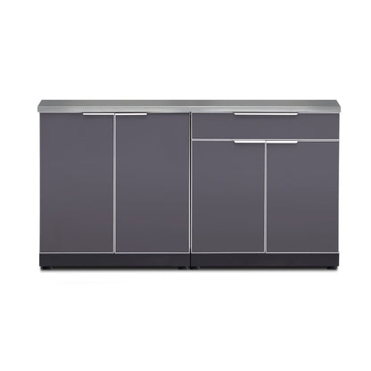 NewAge Outdoor Kitchen 3 PC Cabinet Set in Slate Gray with Countertops 65267 - BetterPatio.com
