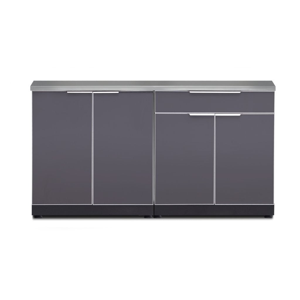 NewAge Outdoor Kitchen 3 PC Cabinet Set in Slate Gray with Countertops 65267 - BetterPatio.com
