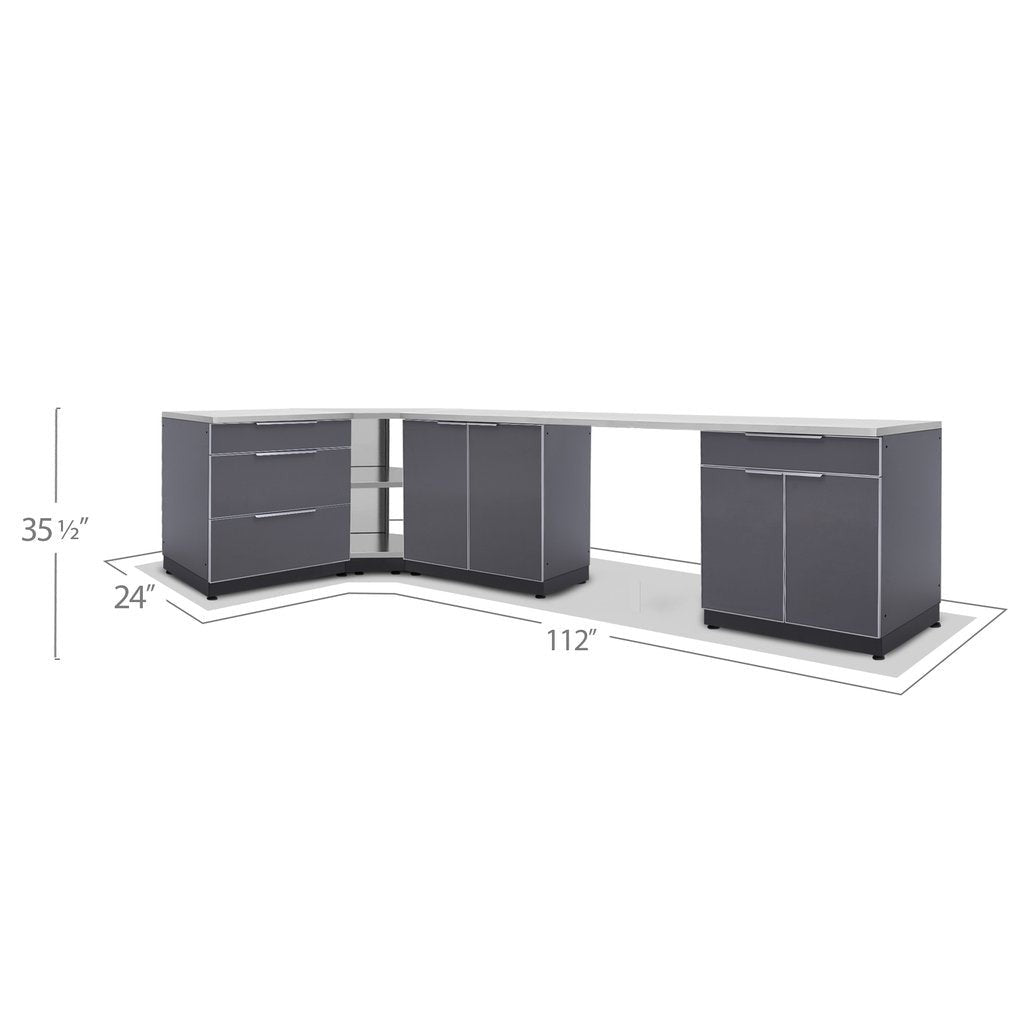 NewAge Outdoor Kitchen 6 PC Cabinet Set in Slate Gray with Covers 65271 - BetterPatio.com