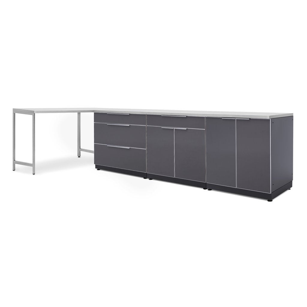 NewAge Outdoor Kitchen 5 PC Cabinet Set in Slate Gray with Covers 65272 - BetterPatio.com