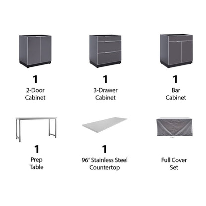 NewAge Outdoor Kitchen 5 PC Cabinet Set in Slate Gray with Covers 65272 - BetterPatio.com