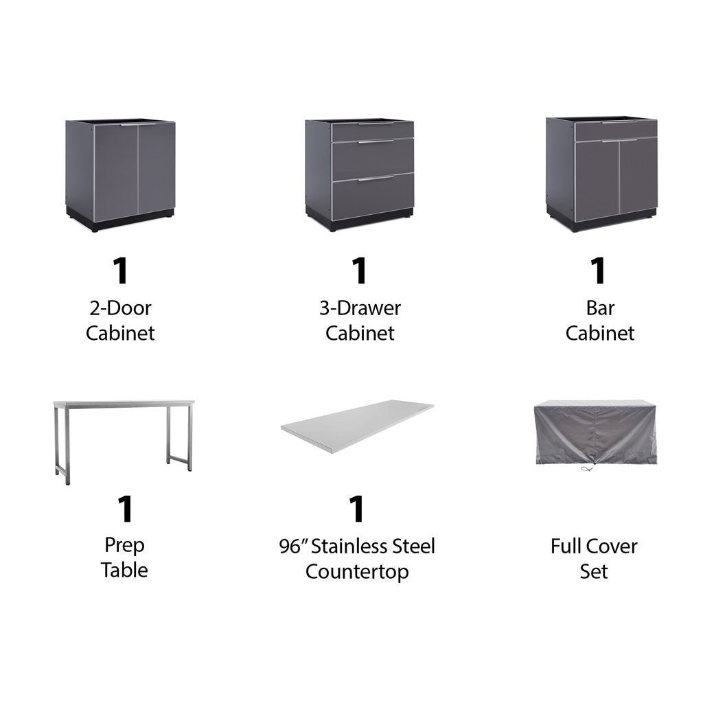 NewAge Outdoor Kitchen 5 PC Cabinet Set in Slate Gray with Covers 65272 - BetterPatio.com