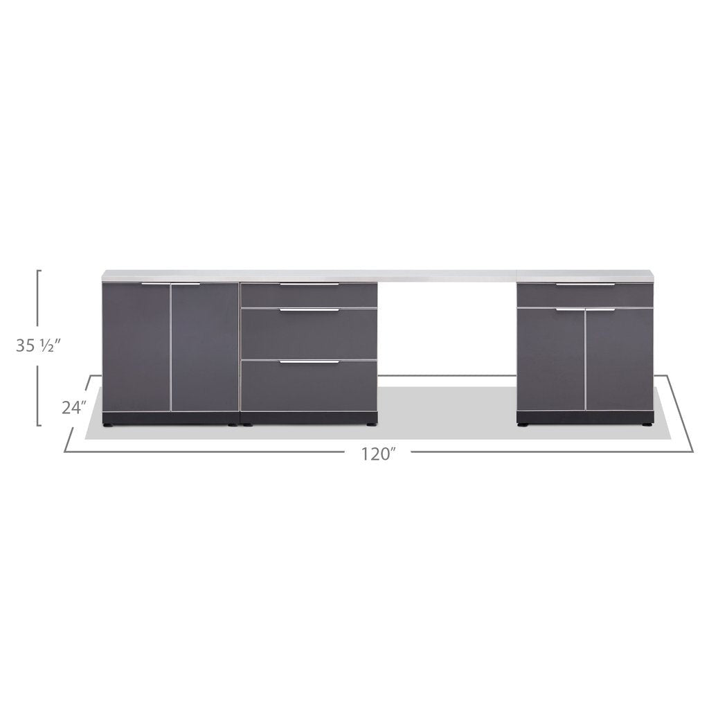 NewAge Outdoor Kitchen 5 PC Cabinet Set in Slate Gray with Covers 65273 - BetterPatio.com
