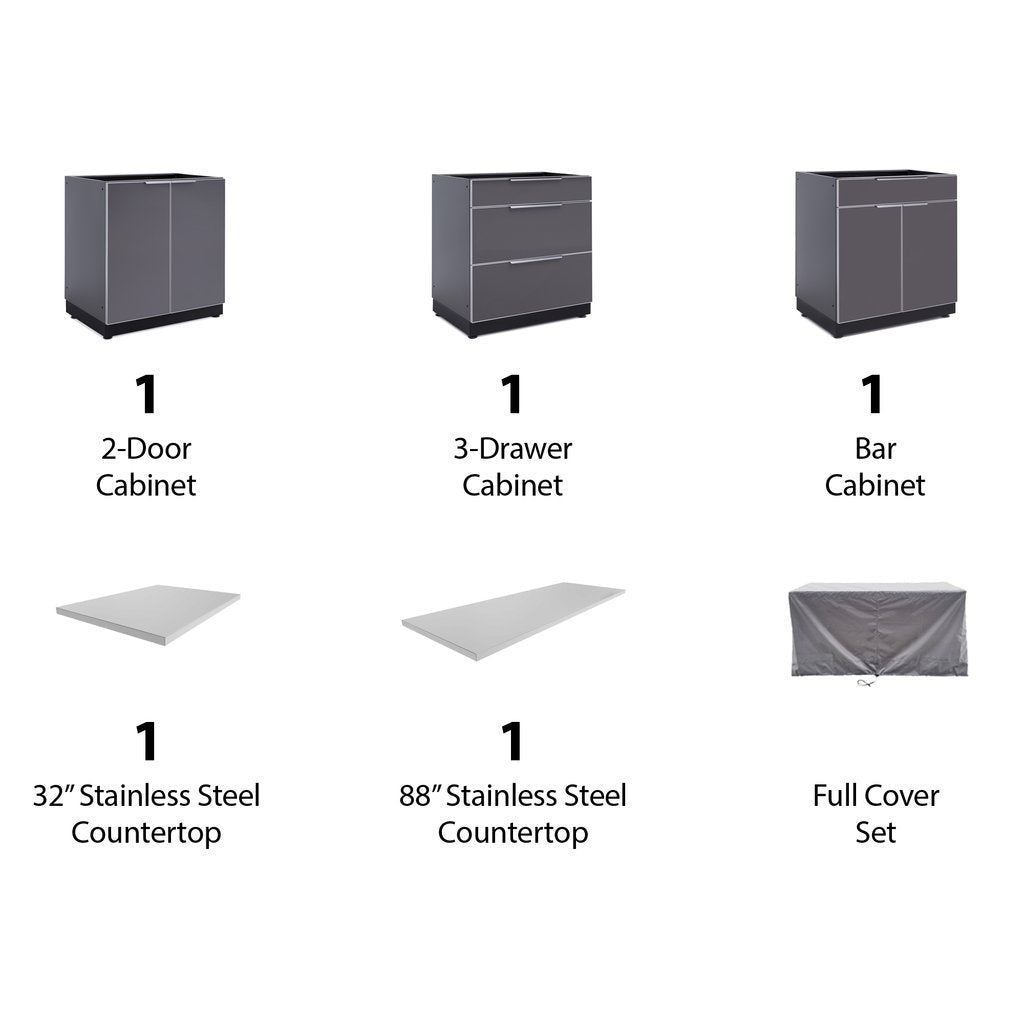 NewAge Outdoor Kitchen 5 PC Cabinet Set in Slate Gray with Covers 65273 - BetterPatio.com