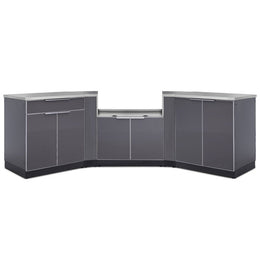 NewAge Outdoor Kitchen 6 PC Cabinet Set in Slate Gray with Covers 65274