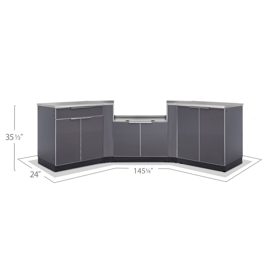 NewAge Outdoor Kitchen 6 PC Cabinet Set in Slate Gray with Covers 65274 - BetterPatio.com