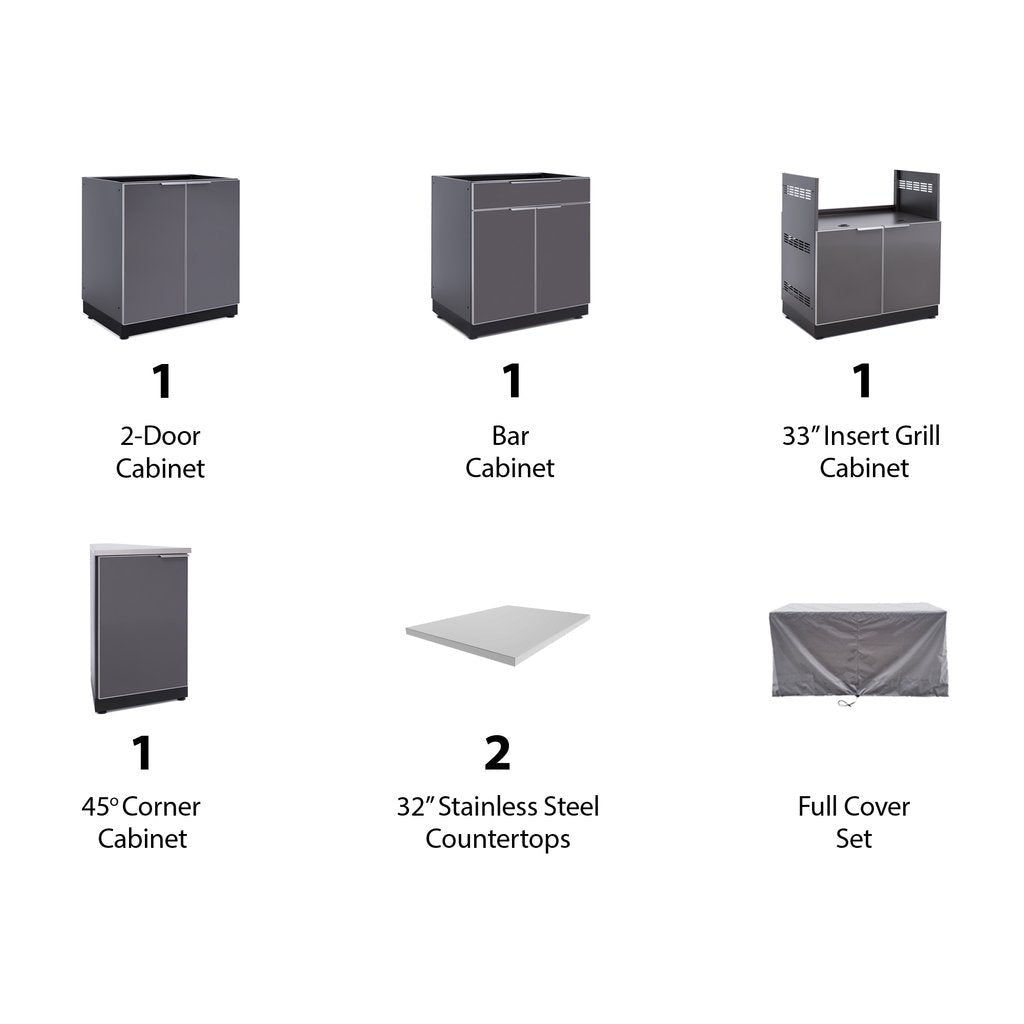 NewAge Outdoor Kitchen 6 PC Cabinet Set in Slate Gray with Covers 65274 - BetterPatio.com