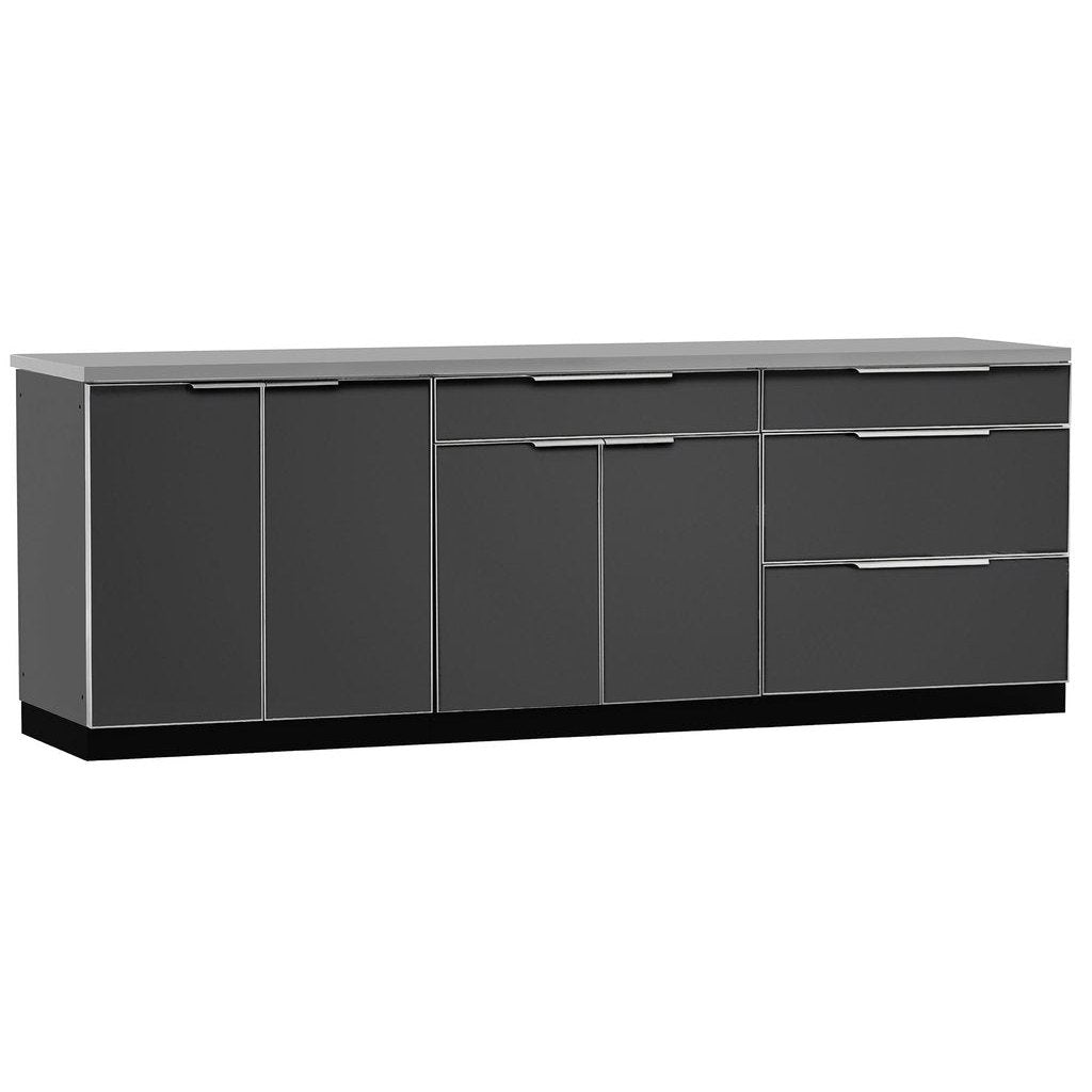 NewAge Outdoor Kitchen 4 PC Cabinet Set in Slate Gray with Covers 65275 - BetterPatio.com