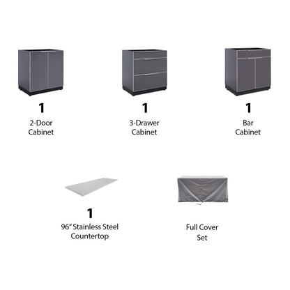 NewAge Outdoor Kitchen 4 PC Cabinet Set in Slate Gray with Covers 65275 - BetterPatio.com
