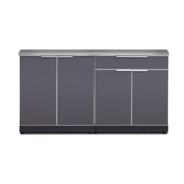 NewAge Outdoor Kitchen 3 PC Cabinet Set in Slate Gray with Covers 65278