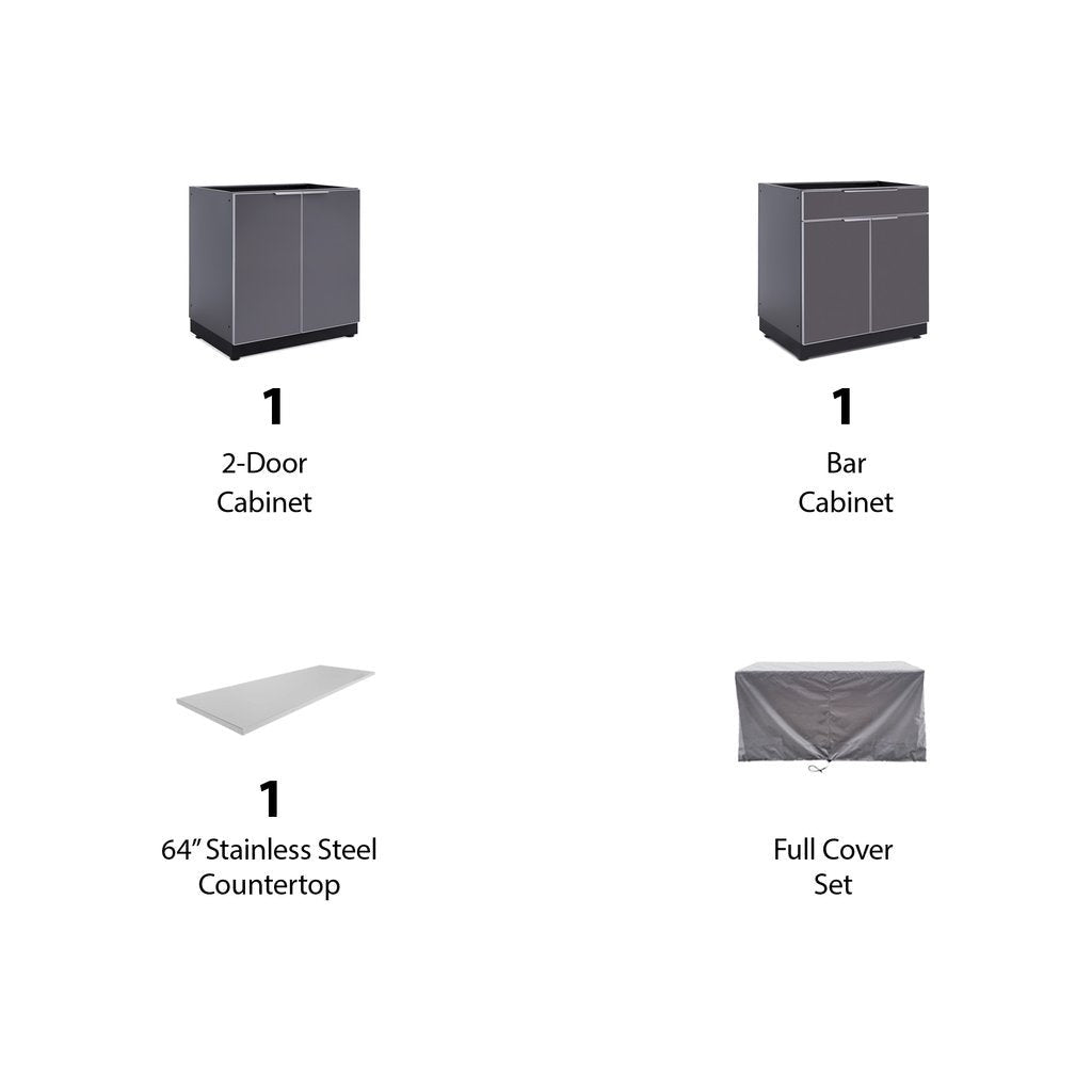 NewAge Outdoor Kitchen 3 PC Cabinet Set in Slate Gray with Covers 65278 - BetterPatio.com