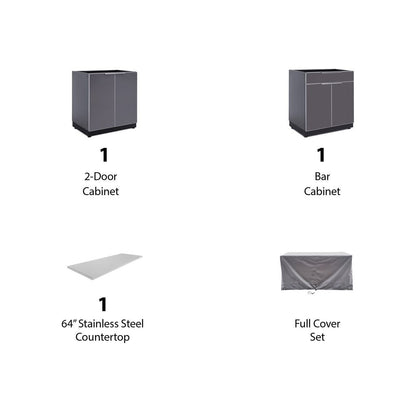 NewAge Outdoor Kitchen 3 PC Cabinet Set in Slate Gray with Covers 65278 - BetterPatio.com