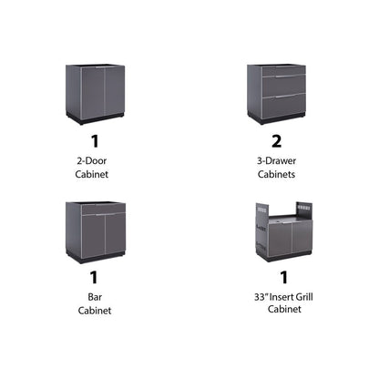 NewAge Outdoor Kitchen 5 PC Cabinet Set in Slate Gray 65281 - BetterPatio.com