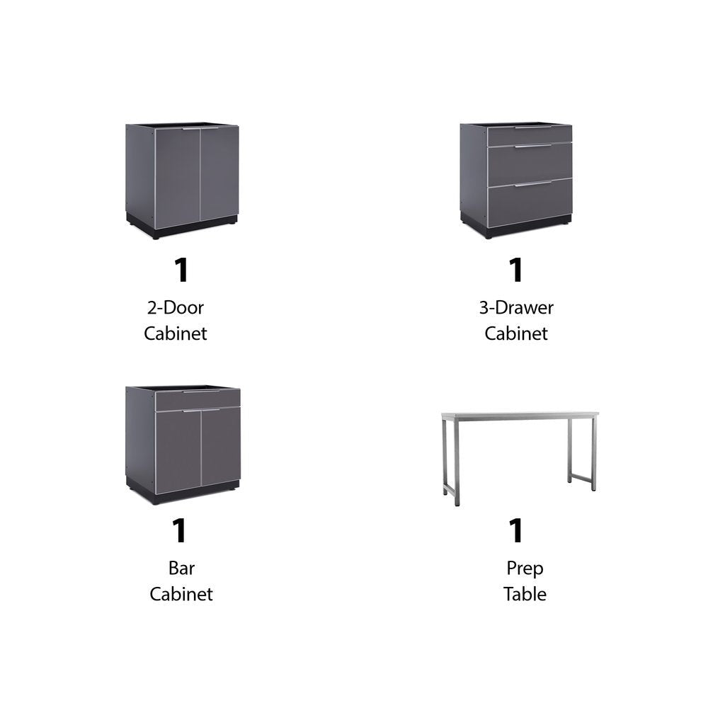 NewAge Outdoor Kitchen 4 PC Cabinet Set in Slate Gray 65283 - BetterPatio.com