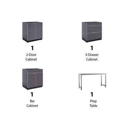 NewAge Outdoor Kitchen 4 PC Cabinet Set in Slate Gray 65283 - BetterPatio.com