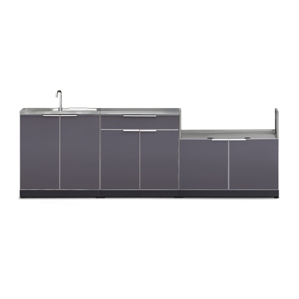 NewAge Outdoor Kitchen 4 PC Cabinet Set in Slate Gray with Countertops 65292 - BetterPatio.com