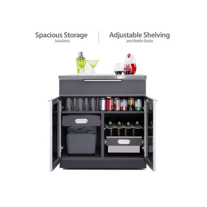 NewAge Outdoor Kitchen 4 PC Cabinet Set in Slate Gray with Countertops 65292 - BetterPatio.com