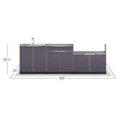 NewAge Outdoor Kitchen 4 PC Cabinet Set in Slate Gray with Covers 65293 - BetterPatio.com