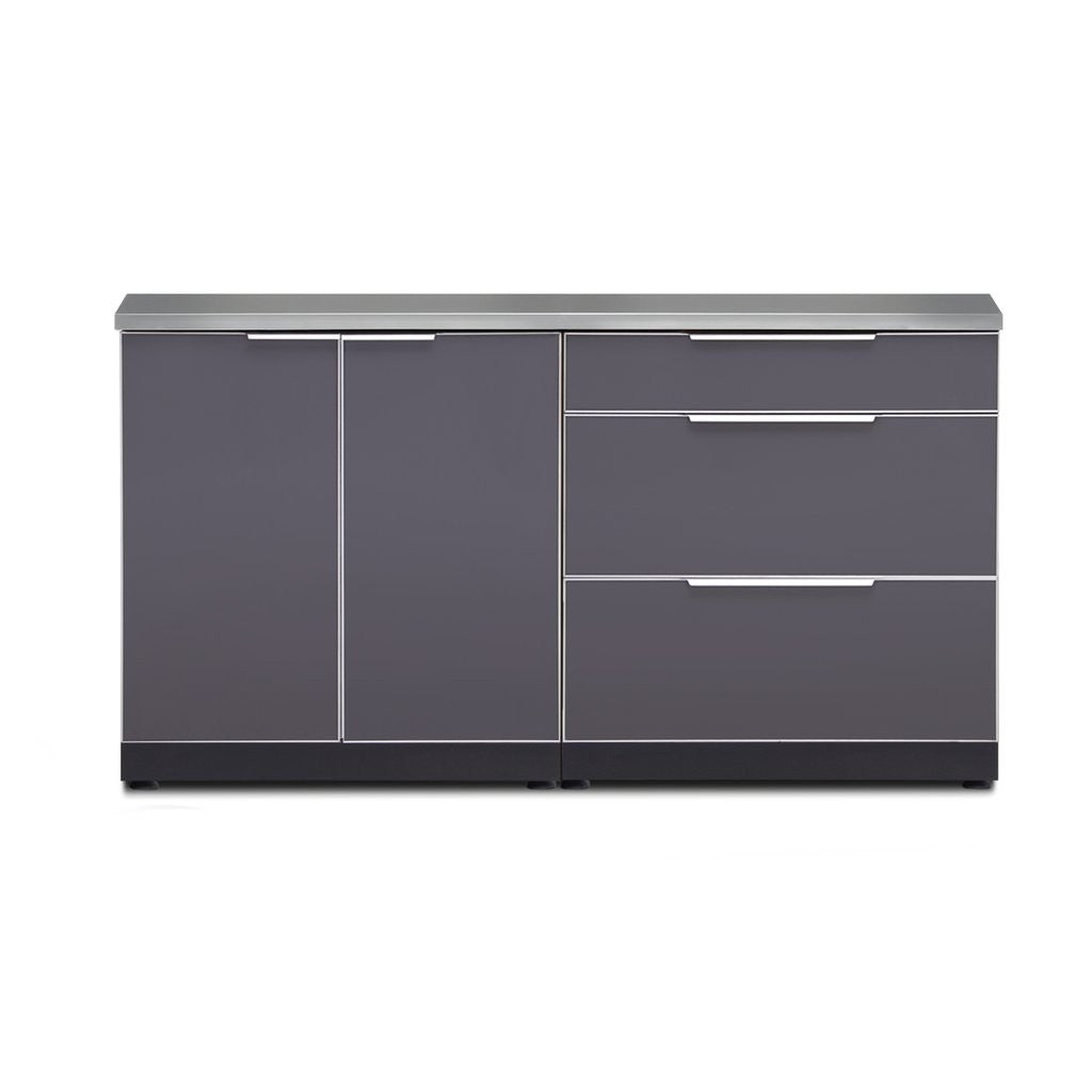 NewAge Outdoor Kitchen 3 PC Cabinet Set in Slate Gray with Countertops 65309 - BetterPatio.com