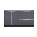 NewAge Outdoor Kitchen 3 PC Cabinet Set in Slate Gray with Covers 65310