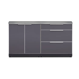 NewAge Outdoor Kitchen 3 PC Cabinet Set in Slate Gray with Covers 65310