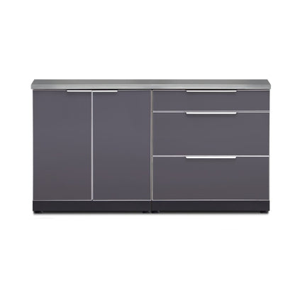 NewAge Outdoor Kitchen 3 PC Cabinet Set in Slate Gray with Covers 65310 - BetterPatio.com
