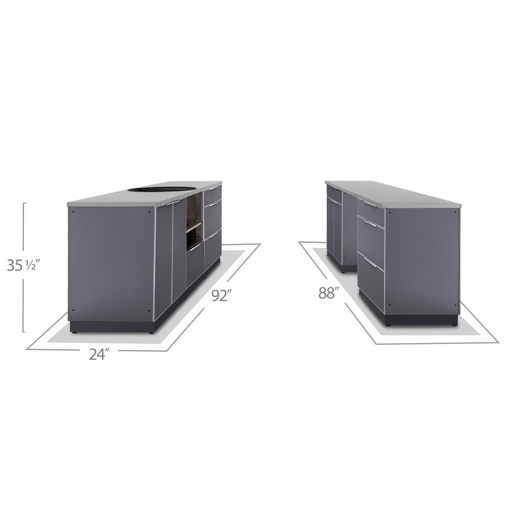 NewAge Outdoor Kitchen 9 PC Cabinet Set in Slate Gray with Countertops 65355 - BetterPatio.com