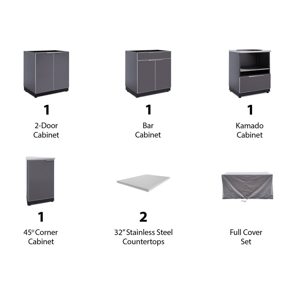 NewAge Outdoor Kitchen 6 PC Cabinet Set in Slate Gray with Covers 65377 - BetterPatio.com