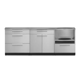 NewAge Outdoor Kitchen 4 PC Cabinet Set in Stainless Steel with Covers 66001