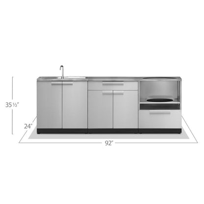 NewAge Outdoor Kitchen 4 PC Cabinet Set in Stainless Steel with Countertops 66021 - BetterPatio.com