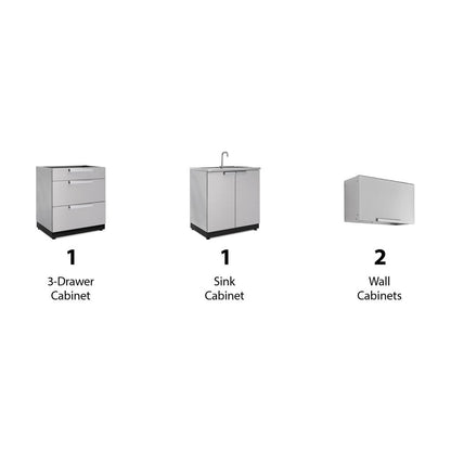 NewAge Outdoor Kitchen 4 PC Cabinet Set in Stainless Steel 66041 - BetterPatio.com